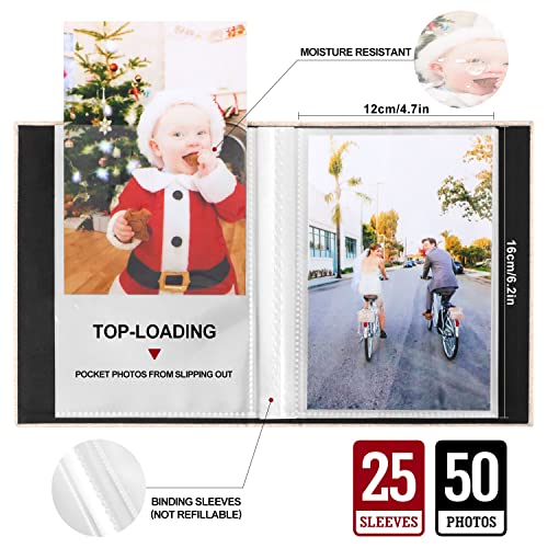 Ywlake Photo Album 4x6 50 Pockets 2 Packs, Small Mini Capacity Linen Photo Album Bulk Sets, Each Pack Holds 50 Top Loader Vertical Only Picture for Kids Boy Girls Beige - color: Beige, size: 50 Pockets/2PK