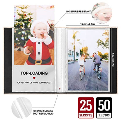 Ywlake Photo Album 4x6 50 Pockets 2 Packs, Small Mini Capacity Linen Photo Album Bulk Sets, Each Pack Holds 50 Top Loader Vertical Only Picture for Kids Boy Girls Beige - color: Beige, size: 50 Pockets/2PK