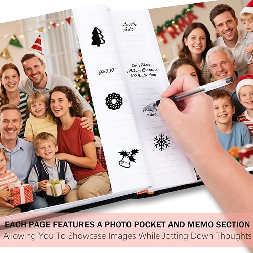 Aevdor 8x10 Photo Album, 100 Pockets, Linen Cover, Writing Space, Black | Fits 8x10 Photos, Graphic Designs, Watercolors and Drawings, Doubles as an Art Portfolio - color: Linen Black