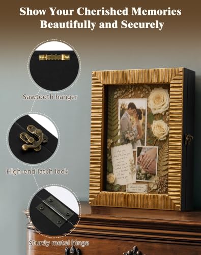 11x14 Antique Gold Shadow Box Display Case for Photo Print Postcard Ticket - color: Gold, size: 11x14