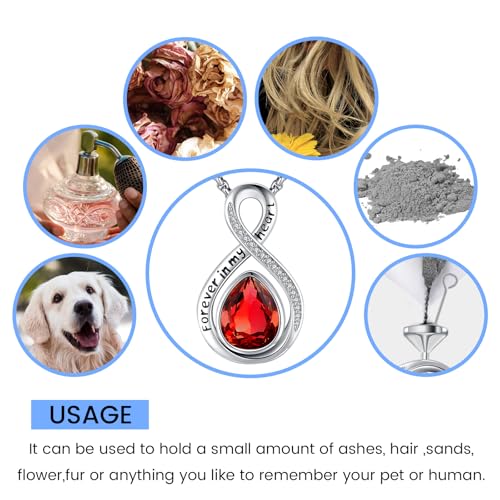 Eusense Cremation Jewelry for Ashes Urn Necklace to Put Ashes In 925 Sterling Silver Memorial Pendant Tree of Life Infinity Urn Necklaces for Ashes Necklace for Women Men - style: F-Infinity Urn-01-Jan.-Garnet