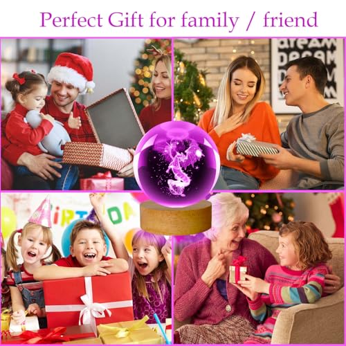 3D Dragon Lamp, Crystal Ball Night Light Dragon Gifts for Women Men Kids | 60mm 16 Colors Table Lamp with Wooden Base and Remote Control, Birthday Gift for Women Men Kids - color: dragon