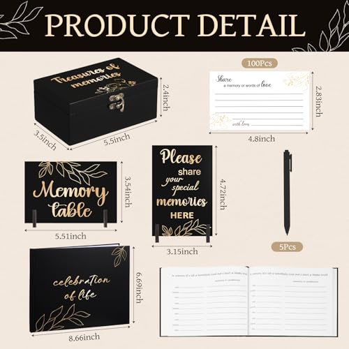 Celebration of Life Guest Book Funeral Memory Cards, Gold Leaf - style: Gold Leaf