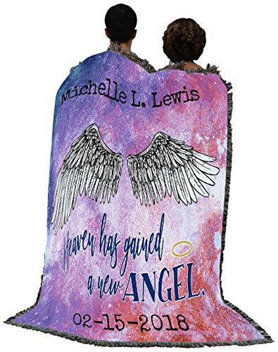Pure Country Weavers Heaven Has Gained A New Angel Blanket - Personalized - Custom Sympathy Bereavement Gift Tapestry Throw Woven from Cotton - Made in the USA (72x54) - color: New Angel, size: Customize