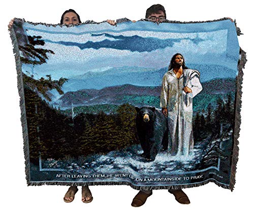 Spirit of The Smokies Blanket by Stephen Sawyer - After Leaving Them He Went Up on a Mountainside - Scriptures - Mark 6:46 - Religious Gift Tapestry Throw Woven from Cotton - Made in the USA (72x54) - color: Mark 6:46