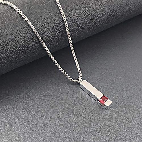 YOUFENG Urn Necklaces for Ashes Birthstone Cube Urns for Human Ashes Memorial Cremation Urn Locket Keepsake Ashes Jewelry - style: Silver - July
