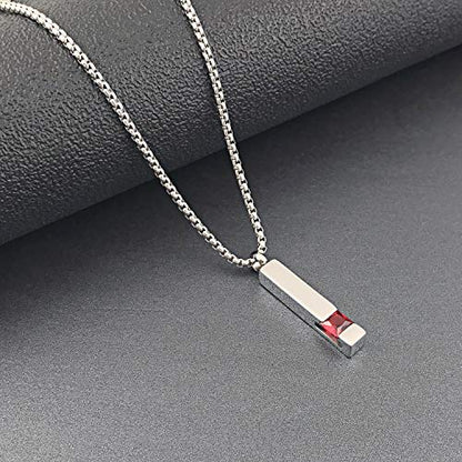 YOUFENG Urn Necklaces for Ashes Birthstone Cube Urns for Human Ashes Memorial Cremation Urn Locket Keepsake Ashes Jewelry - style: Silver - July