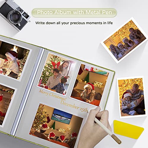 Popotop Large Photo Album Self Adhesive 4x6 5x7 8x10 Scrapbook Album DIY Picture Book,Gifts for Mom,Family Baby and Wedding,with Metal Pen and Plastic Board - color: Matcha green, size: 11.5"x10.6"40pages