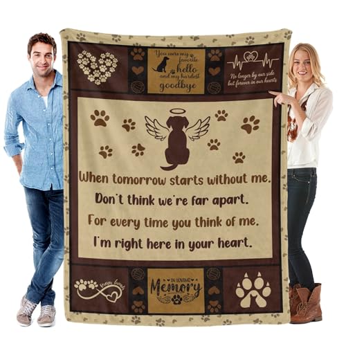 Dog Memorial Blanket 50" x60, Pet Memorial Gifts for Loss of Dog, Sympathy Remembrance Gift for Grieving Pet Owner, Bereavement Condolence Keepsake Throw Blanket for Dog Lovers - color: Dog Memorial