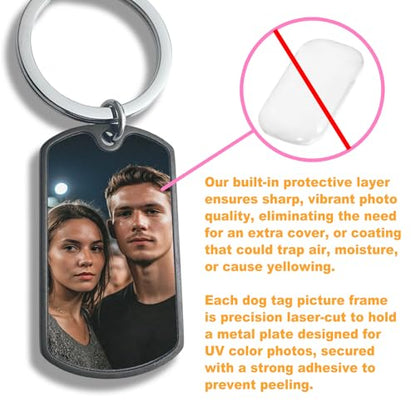 Custom Keychain with Picture Personalized Photo Keychain Gift for Father's Day Valentines Day Men Boyfriend - color: 1 Uv Color Photo + Optional Text Engraving