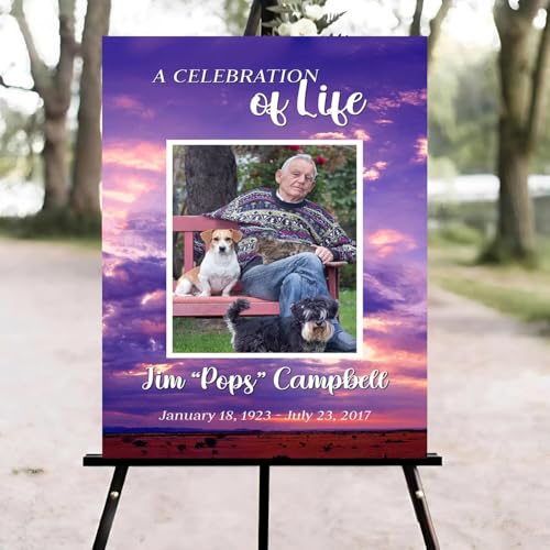 Desert Sunrise Funeral Welcome Sign, Celebration of Life Welcome Sign, in Loving Memory Sign, Celebration of Life Funeral Sign, Celebration of Life Sign, Memorial Sign with Photo #Yn23 - color: Version #22