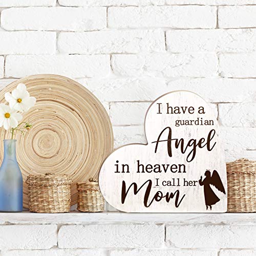 Sympathy Gift Memorial Wooden Heart Shaped Sign for Loss of Mother Bereavement Gift I Call Her Mom in Memory Loss of Loved Mom for Table Centerpieces Remembrance