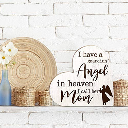 Sympathy Gift Memorial Wooden Heart Shaped Sign for Loss of Mother Bereavement Gift I Call Her Mom in Memory Loss of Loved Mom for Table Centerpieces Remembrance