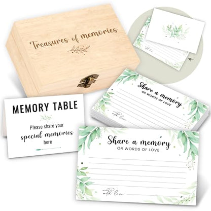 WOODAMORE Share a Memory Cards for Celebration of Life, 50 Pc with Wood Box