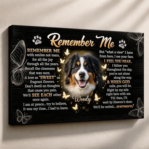 LOPHAW SHIPS NEXT DAY Personalized Dog Memorial Canvas Prints with Photo Name Date - Custom Pet Memorial Gifts for Dogs & Cats, Bereavement Remembrance Gifts, In Memory of Beloved Dog, Printed in USA - color: Style 09
