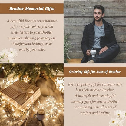 Brother Grieving Gift, Sympathy Condolence Remembrance Memorial Gifts | Letters To My Brother In Heaven Faux Leather Journal Window Cover 200 Pages A5 Lined for Family Friend Who Loss of Brother - style: Brother