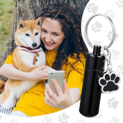 4 Pcs Pet Urns Keychain Ashes Keepsake with 4 Paw Shape Urn Pendant | Stainless Steel Small Cat Pet Urns, Cremation Keepsake Paw Memorial Urn