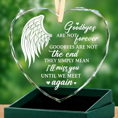 Memorial Sympathy Gifts for Loss of Loved One, Bereavement Condolence Remembrance Comfort Gift In Loving Memory of Mother, Father, Husband, Brother or Pet– Heart Glass Ornament Keepsake Home Decor - style: Heart-Goodbye