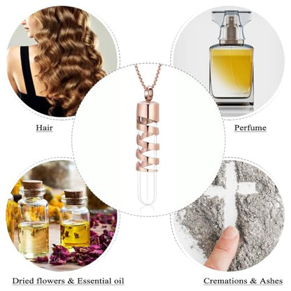 Oinsi Clear Glass Tube Cremation Urn Jewelry Ashes Holder Necklace Keepsake Memorial Pendant Including Box/Fill Kits - color: Rose Gold (Angel wing)