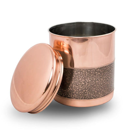 Copper Scattering Cremation Urn with Mughal Motif - Decorative Metal Urn for Human Ashes, Women, and Adults