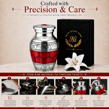 Small Urns for Human Ashes - Elegant Keepsake Cremation Urns – Red - size: Red Fire Design Small