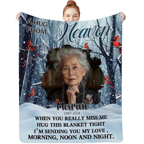 Custom Memorial Blanket with Photos for Loss of Loved One, in Loving Memory Gifts Personalized Sympathy Blanket for Loss of Mom Dad Husband Wife Grandma Grandpa Friends, Sympathy Bereavement Gifts - color: Memorial Blanket-4