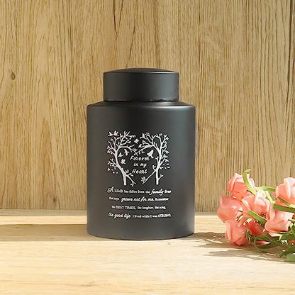 6 Inches Small Urn for Human Ashes Stainless Steel Mini Cremation Urn Small Keepsake Urn Memorial Ashes Container-Black - size: Heart Tree-Black