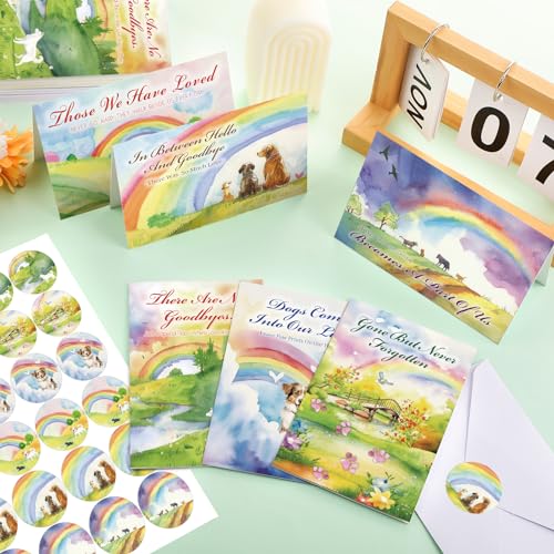 Geyoga 36 Set Pet Sympathy Card with Envelope Bulk, Rainbow - color: Rainbow