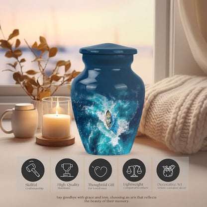 Sailing Ship Keepsake Urn 3 Inch - color: Ship Blue Urn-4, size: 3 Inch