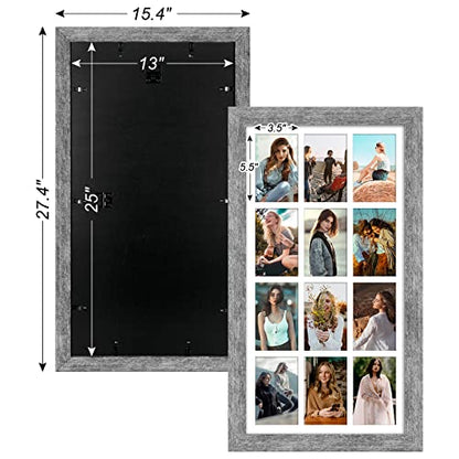 13x25 Collage Frame, 12 Open 4x6 Photo Frame Collage for Wall - color: Grey, size: 13x25 - (12 open4x6）