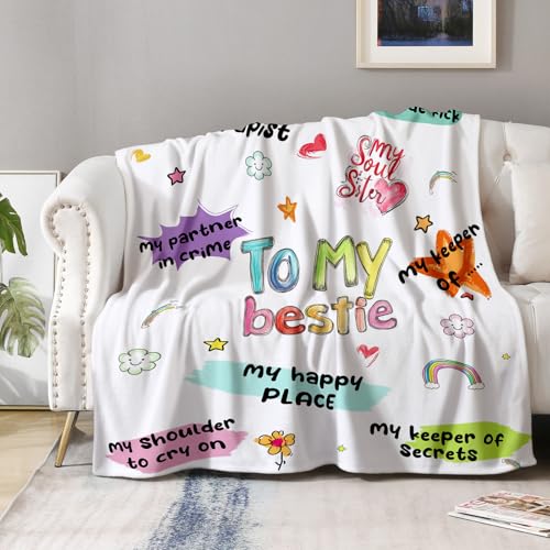 Bestie Blanket Gifts for Women Girls to My Bestie Unique Friend Best Friendship Sister Soft Throws Cozy Bed Couch Plush Birthday Christmas Lightweight Blanket 50"x60" - color: Bestie, size: 50"x60"