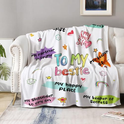 Bestie Blanket Gifts for Women Girls to My Bestie Unique Friend Best Friendship Sister Soft Throws Cozy Bed Couch Plush Birthday Christmas Lightweight Blanket 50"x60" - color: Bestie, size: 50"x60"