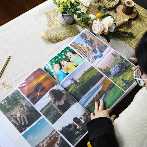 Holoary Photo Album 4x6 500 Photos 5 Pictures Per Page, with Photo Frame Window, 500 Pockets 4”x6”, Printed Book Cover Travel Design World Map Adventure Vacation Travel Photo Album - size: 500 Pockets