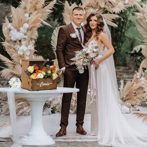 Wedding Card Box with Flower Trough & Acrylic Display Panel for Decorations | Personalized Floral Display, Rustic Wedding Card Boxes for Reception, Large-Capacity Gift Card Box, Easy Assembly & Reusable