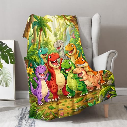 Aimego Colorful Dinosaur Blanket 50" x 60" Flannel Dino Lover Gift - color: Fun Dinosaur Blanket, size: 50"x60"