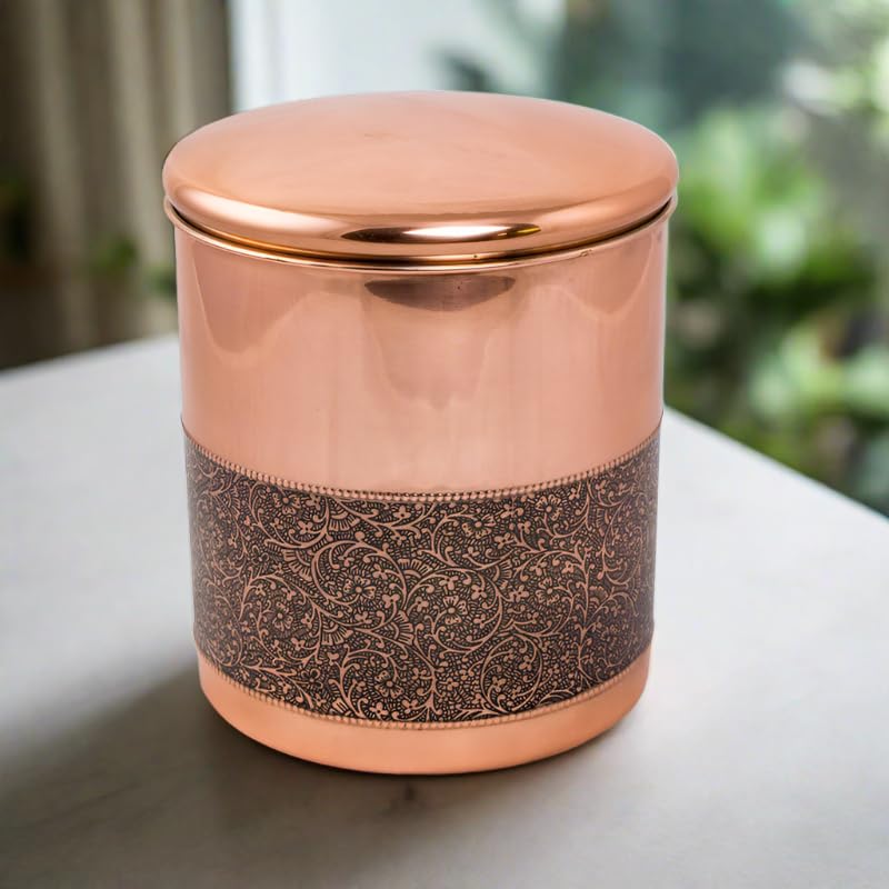Copper Scattering Cremation Urn with Mughal Motif - Decorative Metal Urn for Human Ashes, Women, and Adults