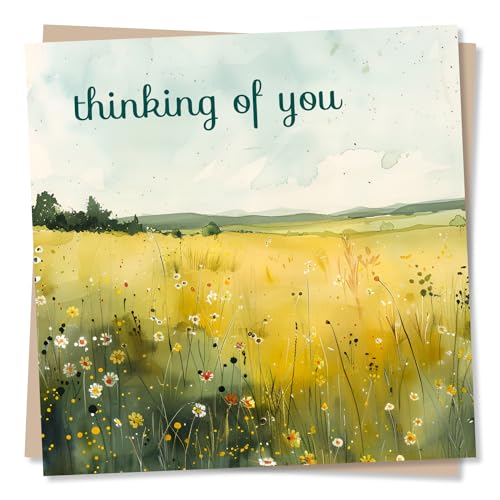 Sympathy Card, Thinking of You, Condolences For Women, Her - Floral Field | for Men, Him, Family, Friend, Colleague, Bereavement, Grief - from All of Us - Meadow, Daisies - Blank Inside, with Envelope