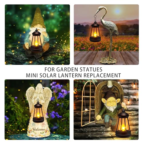 Mini Solar Lantern Lights Replacement for Outdoor Statue, Small Hanging Lantern Replacement, Waterproof Garden Decor Outdoor Lighting Decorative Lights for Yard Patio Lighting, Warm White, 2 Pack