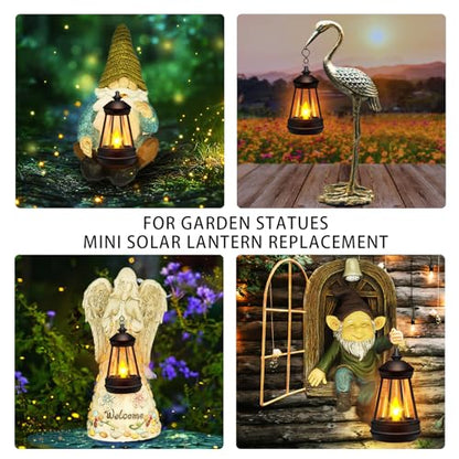 Mini Solar Lantern Lights Replacement for Outdoor Statue, Small Hanging Lantern Replacement, Waterproof Garden Decor Outdoor Lighting Decorative Lights for Yard Patio Lighting, Warm White, 2 Pack