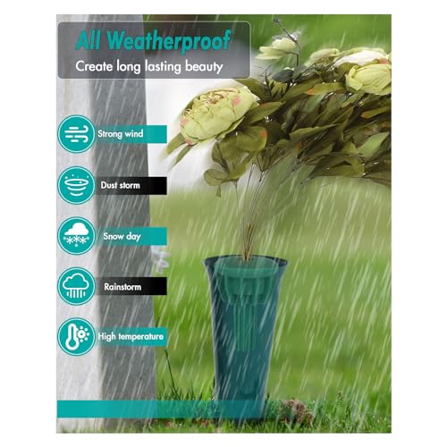 Cemetery Vase Rubber Inserts, Silicone Secure Flowers Holder for Headstone - color: Green