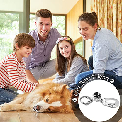 Tudomro Cremation Pet Dog Urns Keychain for Ashes with Storage Bag Stainless Steel Small Cat Paw Memorial Keepsake Jewelry - color: Silver