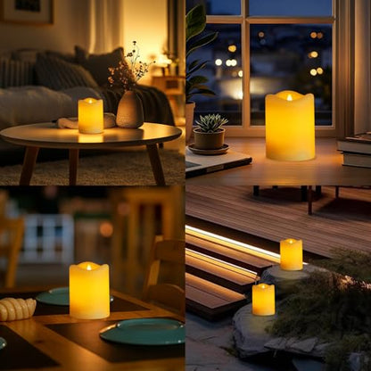Solar Candles Outdoor Waterproof, Dusk to Dawn Flameless Candles - size: D3"xH4"