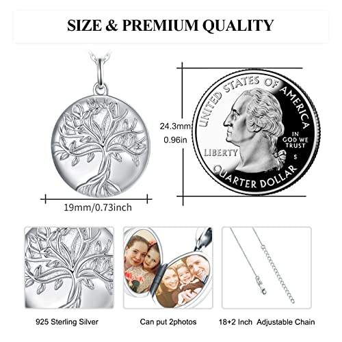 TUGHRA Mother's Day Gifts Gold Locket Necklaces for Women, 925 Sterling Silver Heart Photo Lockets Memorial Keepsake Jewelry Gift for Mom, Wife, Daughter - style: 0372-Silver