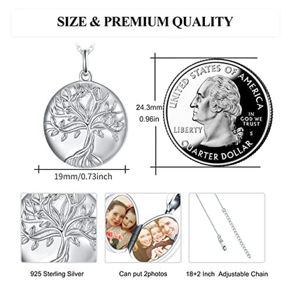 TUGHRA Mother's Day Gifts Gold Locket Necklaces for Women, 925 Sterling Silver Heart Photo Lockets Memorial Keepsake Jewelry Gift for Mom, Wife, Daughter - style: 0372-Silver