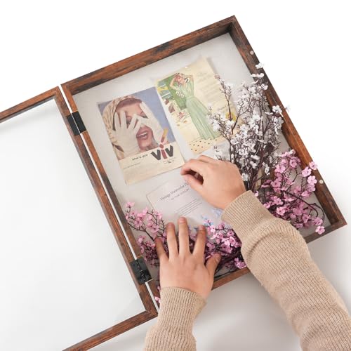 Muzilife 16x20 Shadow Box Picture Frame, 2.16 Deep, Real Glass, Honey Brown - color: Honey Brown, size: 16x20