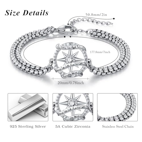 Compass Bracelet/Urn for Women 925 Sterling Silver Compass Bracelet for Graduation Cetic/Birthstone Jewelry Bracelet for Women - style: B04-April