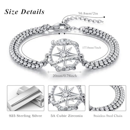 Compass Bracelet/Urn for Women 925 Sterling Silver Compass Bracelet for Graduation Cetic/Birthstone Jewelry Bracelet for Women - style: B04-April