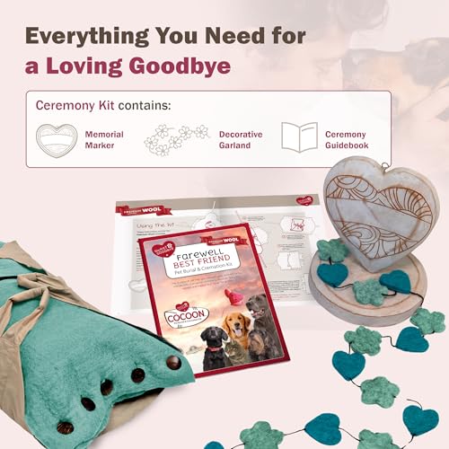 Sweet Goodbye Cocoon Pet Burial & Cremation Kit (Small, Aqua) | Premium Wool Pet Casket & Ceremony Kit for Cats & Dogs | Farewell Your Pet with Love - color: Aqua, size: Small