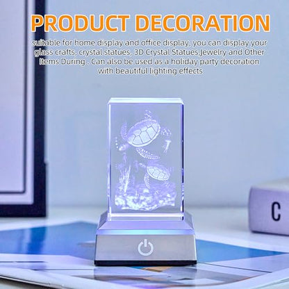EUSTUMA LED Light Base Non-Slip Square Display Stand In A Variety of Colors,Suitable for Glass Crystal Spherical Artwork (Silver Flat Top Surface) - color: Silver Flat Top Surface