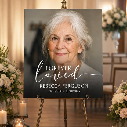 Personalized Forever Loved Memorial Sign with Photo for Funeral - color: Design 1